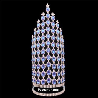 China 20 inch custom crown rhinestone purple pageant crowns crystal adjust big band tiara HG-190768 for sale