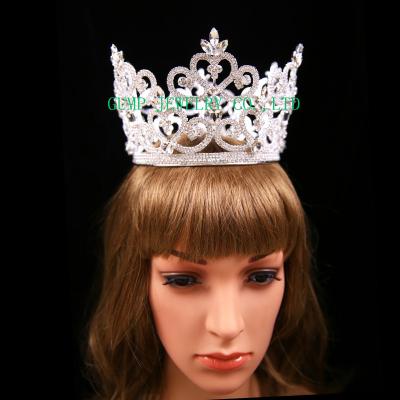 China Clear Stone Tiara Full Rhinestone Crown Pageant D: 5.9