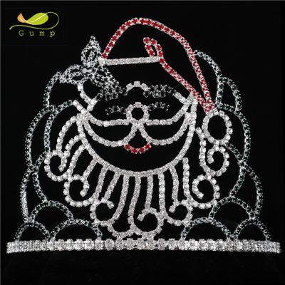 China Large Santa Claus Design Pageant Christmas Crystal Crown Rhinestone Tiara CN-17271 for sale