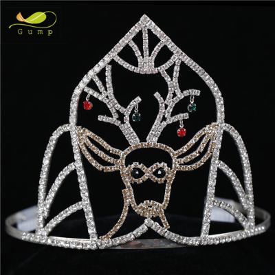 China elks form Christmas Crystal Rhinestone Tiara pageant crown CN-17290 for sale