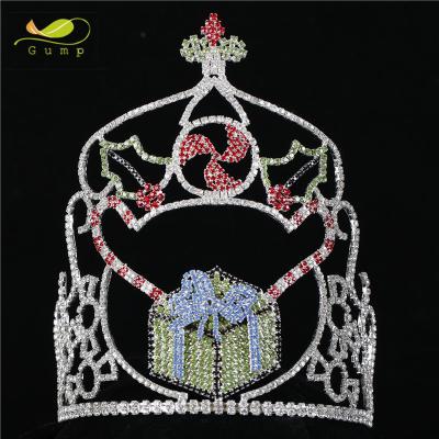 China Christmas Crystal Rhinestone Tiara Pageant Gift Box Design Crown CN-17287 for sale