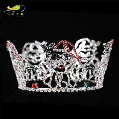 China Custom Santa Claus Tiara Crystal Rhinestone Full Round Christmas Pageant Crown CN-17297 for sale