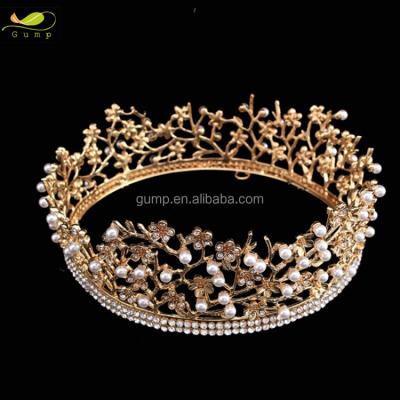 China Bridal Gold Plated Crowns Crystal Rhinestone Wedding Tiara Customized Size for sale