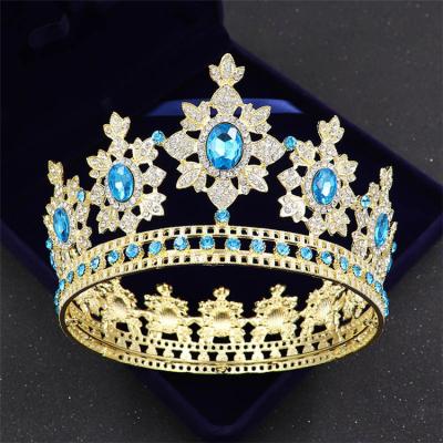 China Round Bucket Crystal Crowns Pageant Tiara HG-210405 Pageant Crown Rhinestone for sale