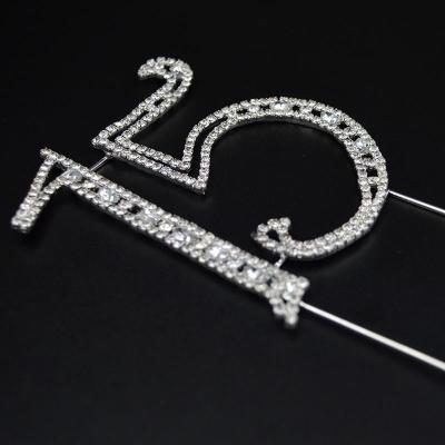 China factory direct crystal cake decoration number 15 rhinestone cake toppers custom for sale