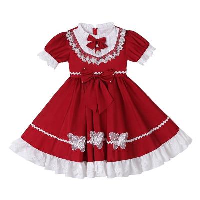 China Washable Kids dress princess summer short-sleeved cute sweet wind Lolita girl dress with bow for girl birthday party dress for sale