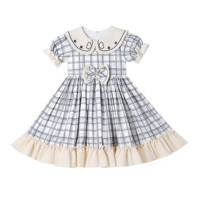 China Washable 2022 summer lolita girls dress cuhk children's western style British children's wear skirt grid wind princess dress for sale