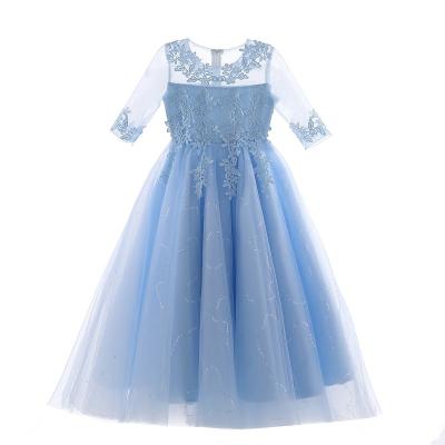 China Washable Children formal dress round collar girls party dress for sale