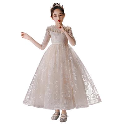 China Washable Elegance flower baby girl lace wedding dresses Little girls birthday party show evening long dress for sale