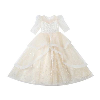 China 2022 washable new girl 11 wedding dress bridesmaid's bitter fleabane skirt high-grade bitter fleabane dress year for sale