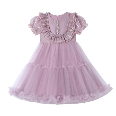 China Washable children dress 2022 summer new fashion girl's bitter fleabane dress princess bitter fleabane gauze for sale