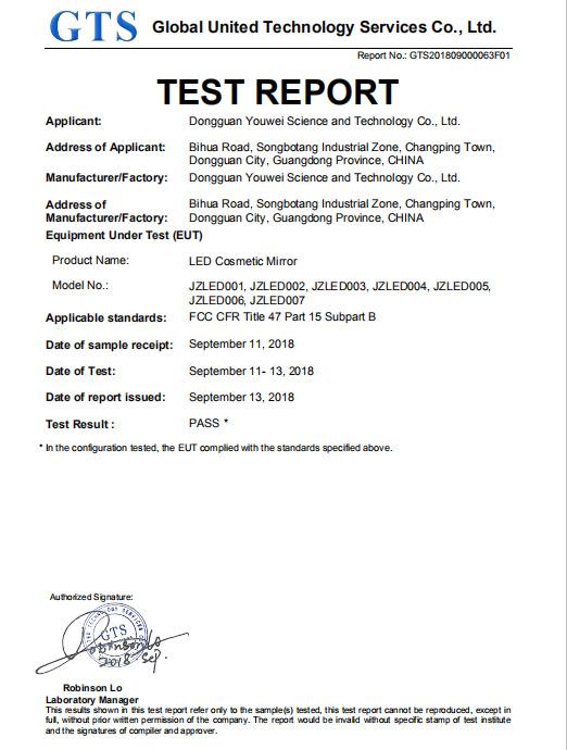 FCC - Dongguan Youwei Science And Technology Co., Ltd.