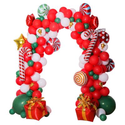 China Luxury Christmas 152 Pcs Balloon Ball DIY Santa Claus Party Balloons Set Foil Deer Balloons 3D Candy Garland Arch Kit Red White for sale