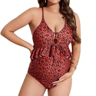 China Plus Size Summer Contrast Color Beachwear Halter Swimwear For Pregnant Women Swimsuit Beach Wear Maternity Swimwear for sale