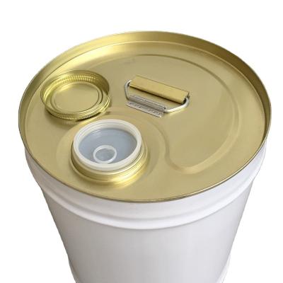 China Rust Resistant Painted Metal Bucket Industrial Chemicals Round Tin Can With Lid for sale