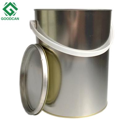 China Wholesale Custom Tinplate Empty Round 1 Gallon Metal Oil Paint Bucket With Lid And Handle for sale