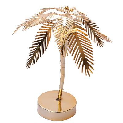 China Custom Modern Plant Shape, Tropical Tree Shape Metal Lamp, Battery Operated Coconut Tree Night Light for sale