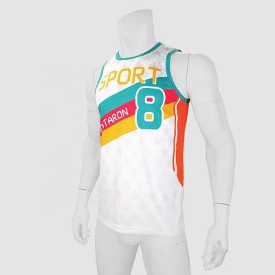 China Hot Sale HOSTARON Antibacterial Moisture Wicking Excesice Clothes Custom Printing Basketball Tank Tops for sale