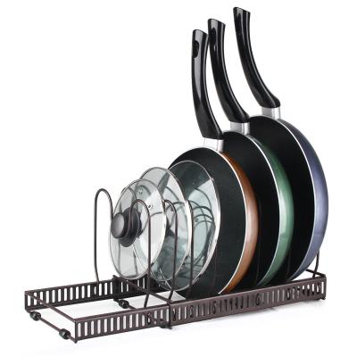 China Adjustable Viable Rack Lid Pot Pan Rack Kitchen Iron Pot Rack for sale