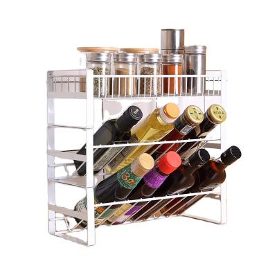 China Kitchen Viable Wholesale Stand Type Detachable Spice Jar Organizer Rack White Metal Three-Layer Spice Flat Rack Spice Jar Rack for sale