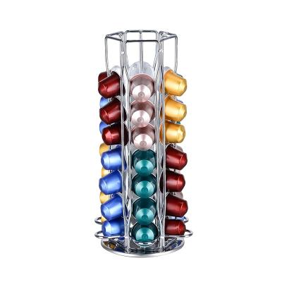 China Sustainable Free Standing Chrome Plated 42pcs Nespresso Coffee Capsule Holder for sale