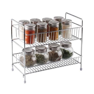 China Contemporary Wholesale Kitchen Bottle Jars Organizer Rack 2 Tiers Spice Holder for sale