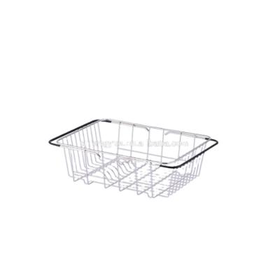 China Hot Selling Viable Large Capacity Rustproof Sink Dish Rack Expandable Drying Rack With Cutlery For Kitchen for sale