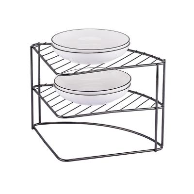 China Sustainable Wholesale Multifunctional Kitchenware Dish Storage Corner Metal Rack for sale