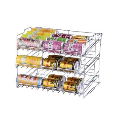 China Viable Wholesale Kitchen Display Stackable Chrome Kitchen Organizer Storage Rack For Can for sale