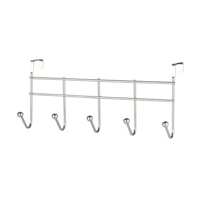 China Durable Chrome Plating Clothes Hooks Metal Wire Over The Door 5 Hooks The Hanger for sale