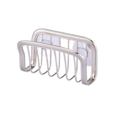 China Sustainable Kitchen Sink Accessories 304 Stainless Steel Scrubber Soap Holder Reusable Sponge Holder For Sucker for sale