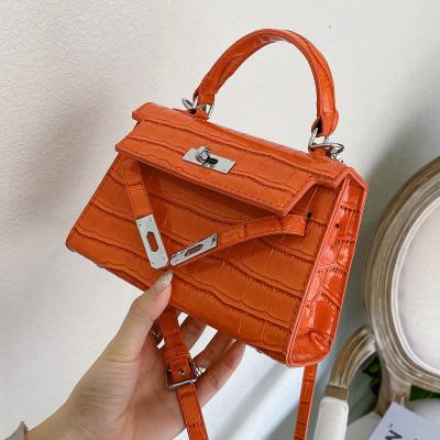 China Popular Designer Handbags Famous Brands Stone-Copy PU Small Single-Shoulder Square Bag Lacquered Leather Messenger Bag for sale