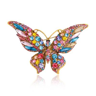 China ALLOY Most Luxury Retro Brooches2021 Crystal Diamond Erfly Womens Brooch Brooch Gold for sale