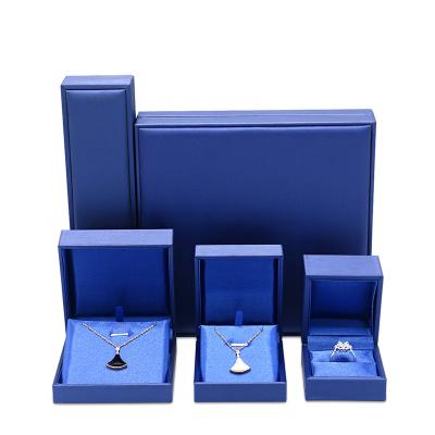 China Custom Luxury PU Leather Box Set Package Blue PU Leather Jewelry Storage for sale