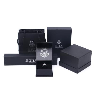 China Recyclable Custom Logo Jewelry Paper Gift Box Set Black Collapsible Packaging for sale