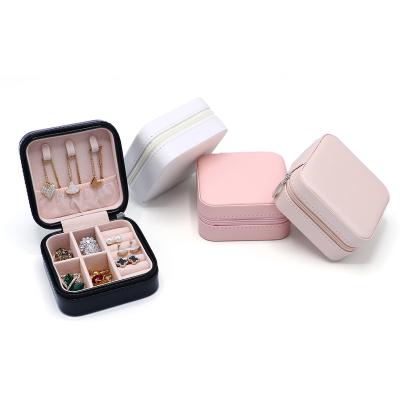 China Hot Sale Leatherette Fashion Small Case PU Earring Jewelry Storage Jewelry Storage Travel Direct Leather Box for sale