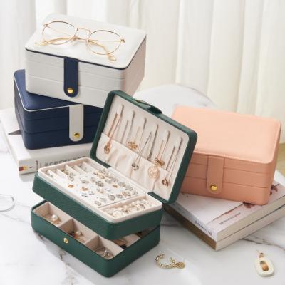 China Three-Layer PU Leather Jewelry Storage Jewelry Box PU Leather Jewelry Case for sale