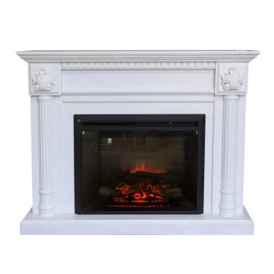 China Durable Classic Solid Wood Carved 50 Inch White Electric Fireplace for sale