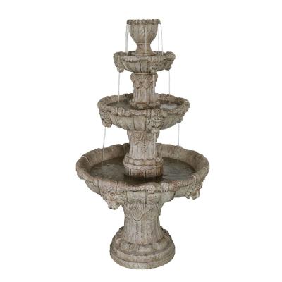 China Modern Decorated Outdoor Fountain With Classic Circular 4 Story Resin And Cement Ribbon Lion Statue for sale