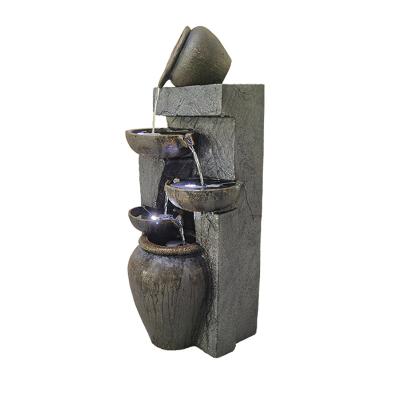 China Modern Decorate Outdoor Garden Jug Stone Multilayer Water Fountain for sale