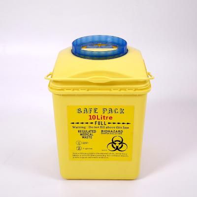 China 10L Square Medical Sharps Disposal Container Sharp Collection Bin JDS010 for sale