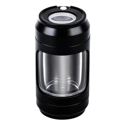 China New Design Eco-friendly Air Storage Box Refillable Led Portable Grinder Glowing Jars Tobacco Tight Black Pot for sale