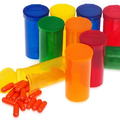 China 6 Pill Container 13 19 30 60 90Dram Pop Top Vials Medical Plastic Container With Hinged Lid Pop Top Bottles for sale