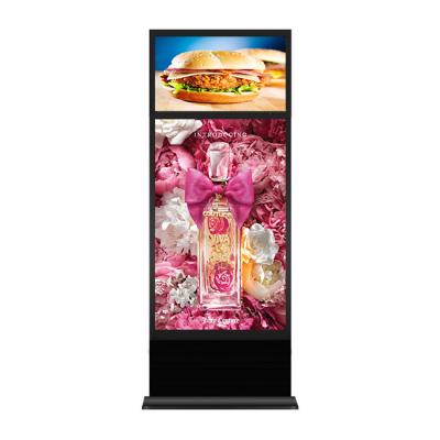 China Indoor Dual Screen Portrait and Landscape Totems with IR, PCAP Touch, Camera, Movable Wheels, 21.5