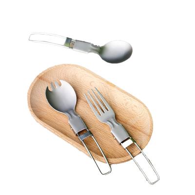 China Viable Portable Picnic Cutlery Folding Pure Titanium Cutlery Set Foldable Stainless Steel Knife Fork Spoon for sale