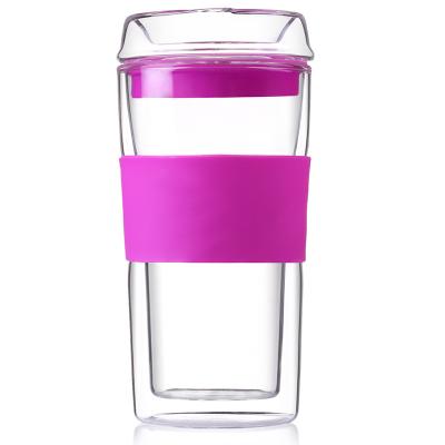 China American Different Color Double Glass Borosilicate Style Wall Glass Coffee Mug High Quality Mug for sale