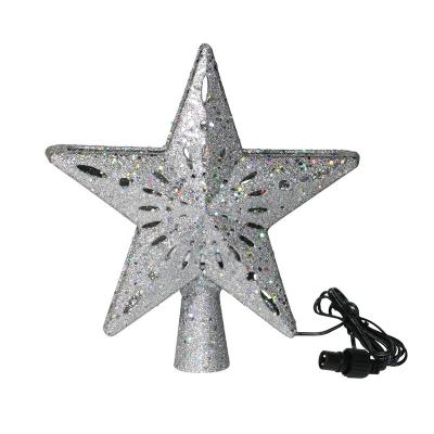 China Christmas Tree Topper Projector Function Glitter Light Christmas Tree Decoration Star Snowflake Tree Top Star Customize for sale