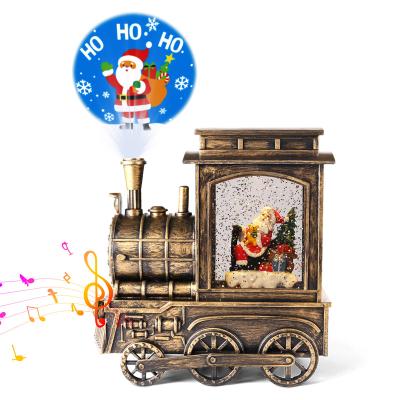 China Musical Bo Musical Water Globe Xmas Amazon Christmas Snow Flickering Lantern Swirling Combine with Santa Projection Function for sale