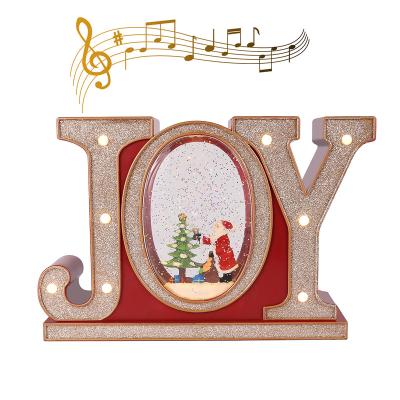 China Hot Christmas Party Display Factory Sale JOY Santa Claus Tree Water Lantern With Music Water Polo Snow Globe Christmas Decoration for sale