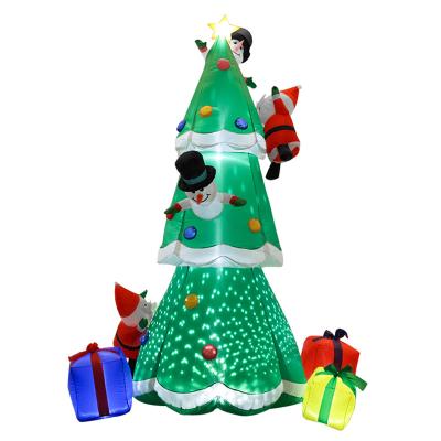 China 8FT Inflatables Explosion Christmas Tree Outdoor Decorations Christmas Blow Up Yard Decorations With Element LED Lights For Outdoor for sale